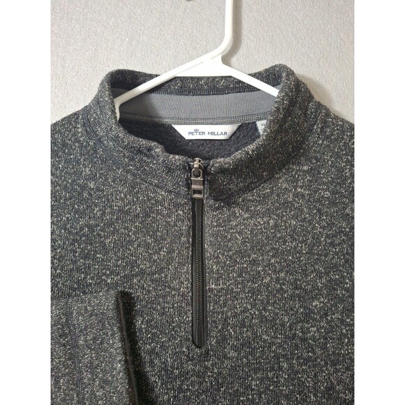 Peter Millar Crown Fleece 1/4 Zip Pullover Sweater Black Men’s XL MF23K60 Golf - Picture 3 of 8